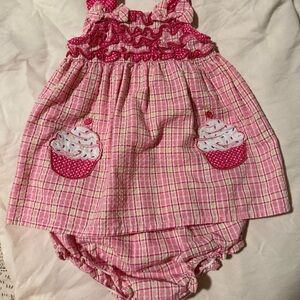 Pink Cupcake Baby Dress Set